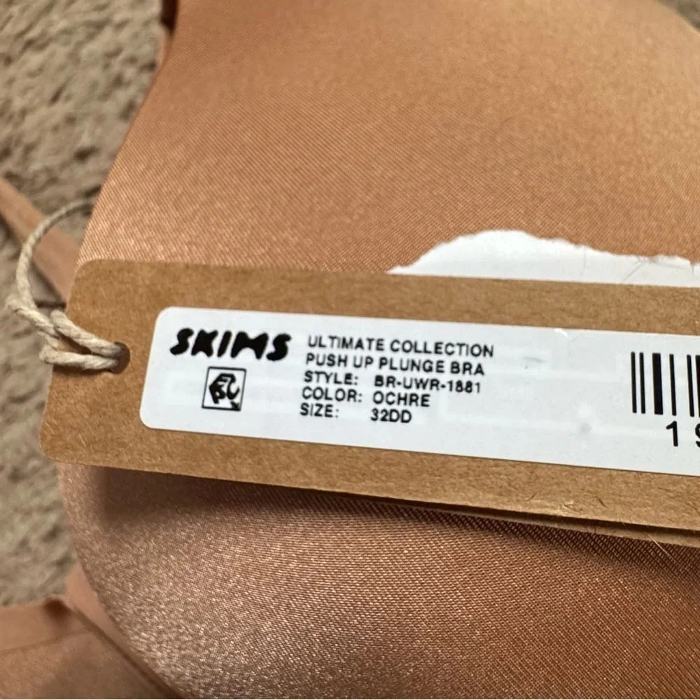 NWT Skims 32DD Ultimate Collection Push-Up Plunge Bra Ochre‎ Tan Brown MSRP $60 - Picture 6 of 6